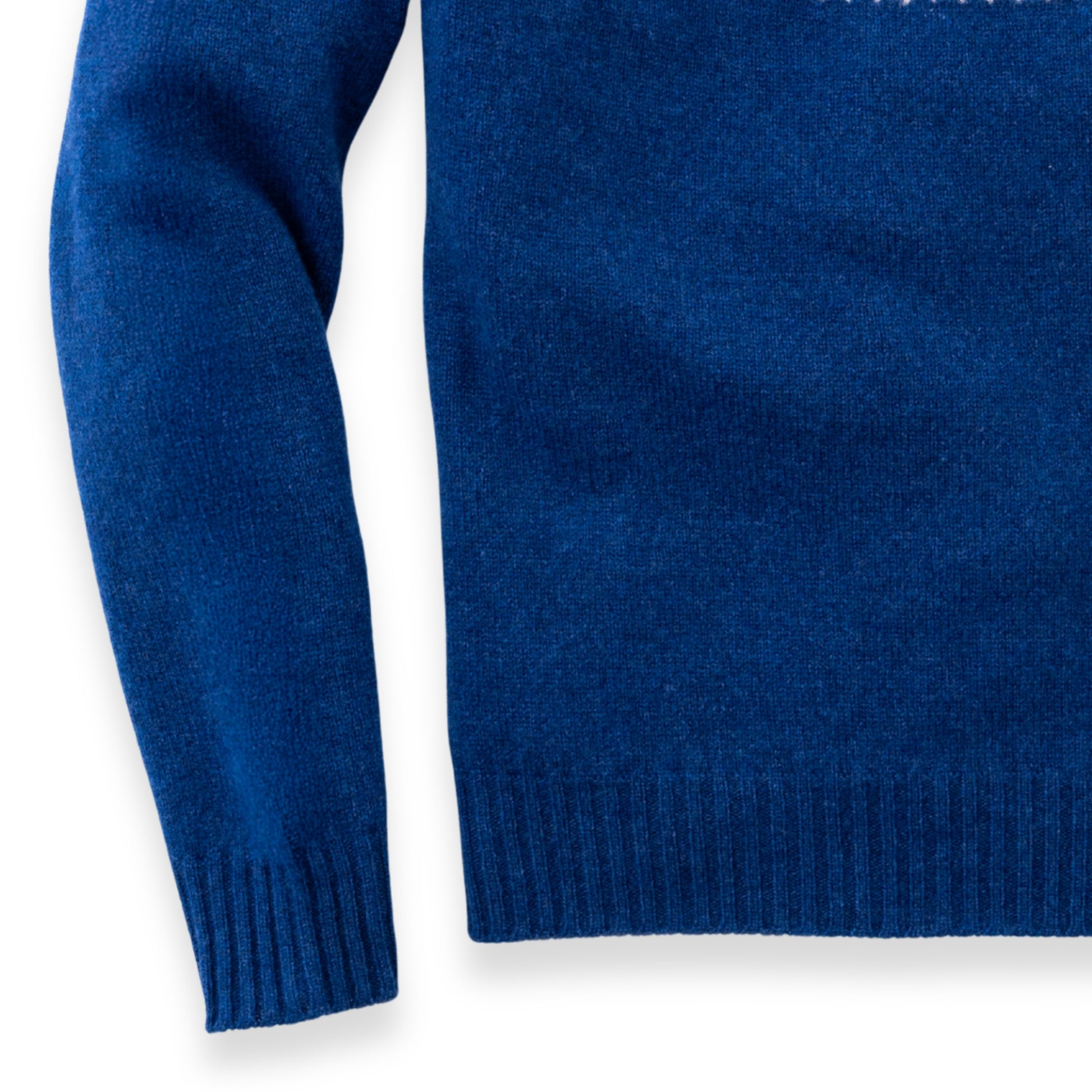 Women's Super-Fine Geelong Lambswool Two-Tone Fair Isle Yoke Sweater | Denim Blue