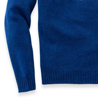 Women's Super-Fine Geelong Lambswool Two-Tone Fair Isle Yoke Sweater | Denim Blue