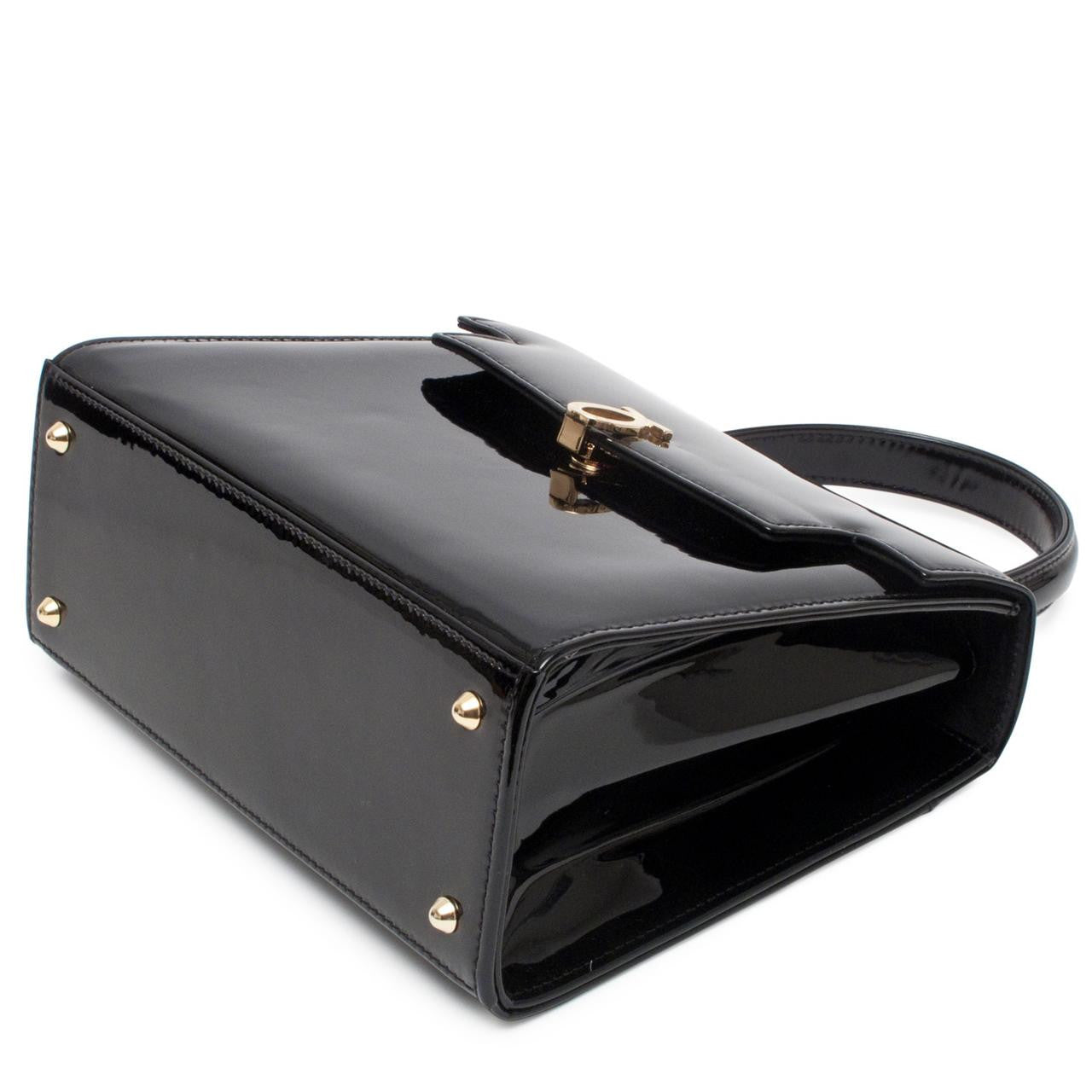 Traviata Handbag, Patent Black/Black