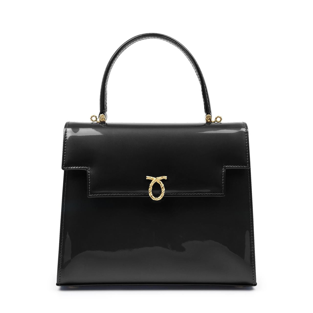 Traviata Handbag, Patent Black/Black