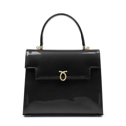 Traviata Handbag, Patent Black/Black