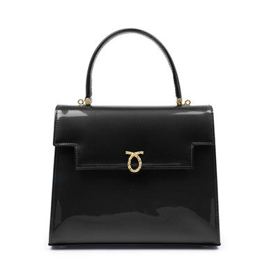 Traviata Handbag in Patent Black with Black Interior