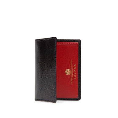 Six Credit Card with Gusset Pocket in Black with Guard Red Interior