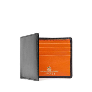 Eight Credit Card Wallet in Black with Orange Interior