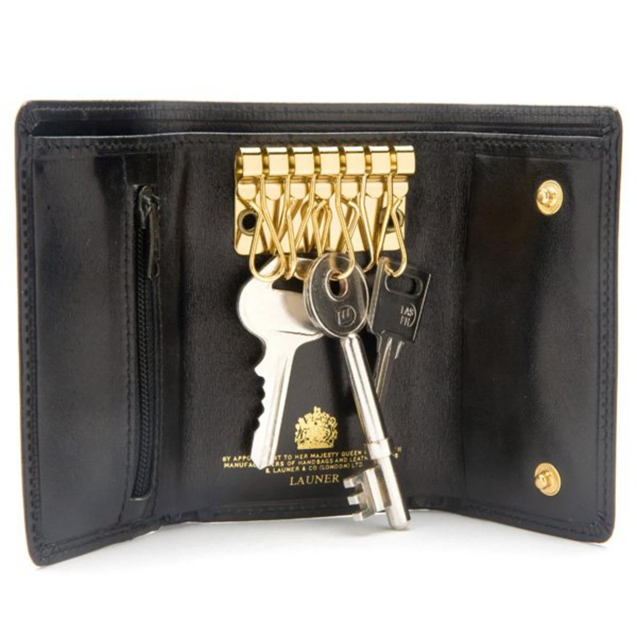 Launer Key Wallet (Zipper Pocket), Black/Black