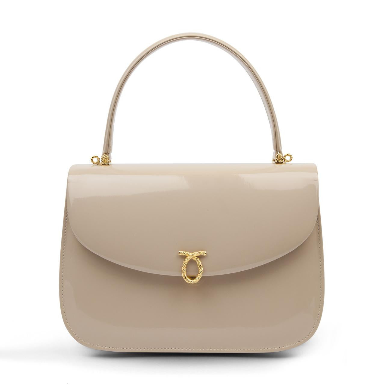 Adagio Handbag, Patent Bone/Brown