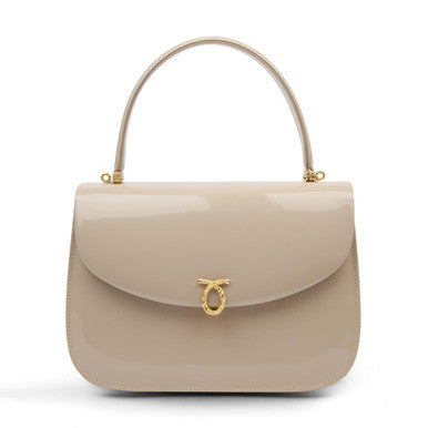 Adagio Handbag in Patent Bone with Brown Interior