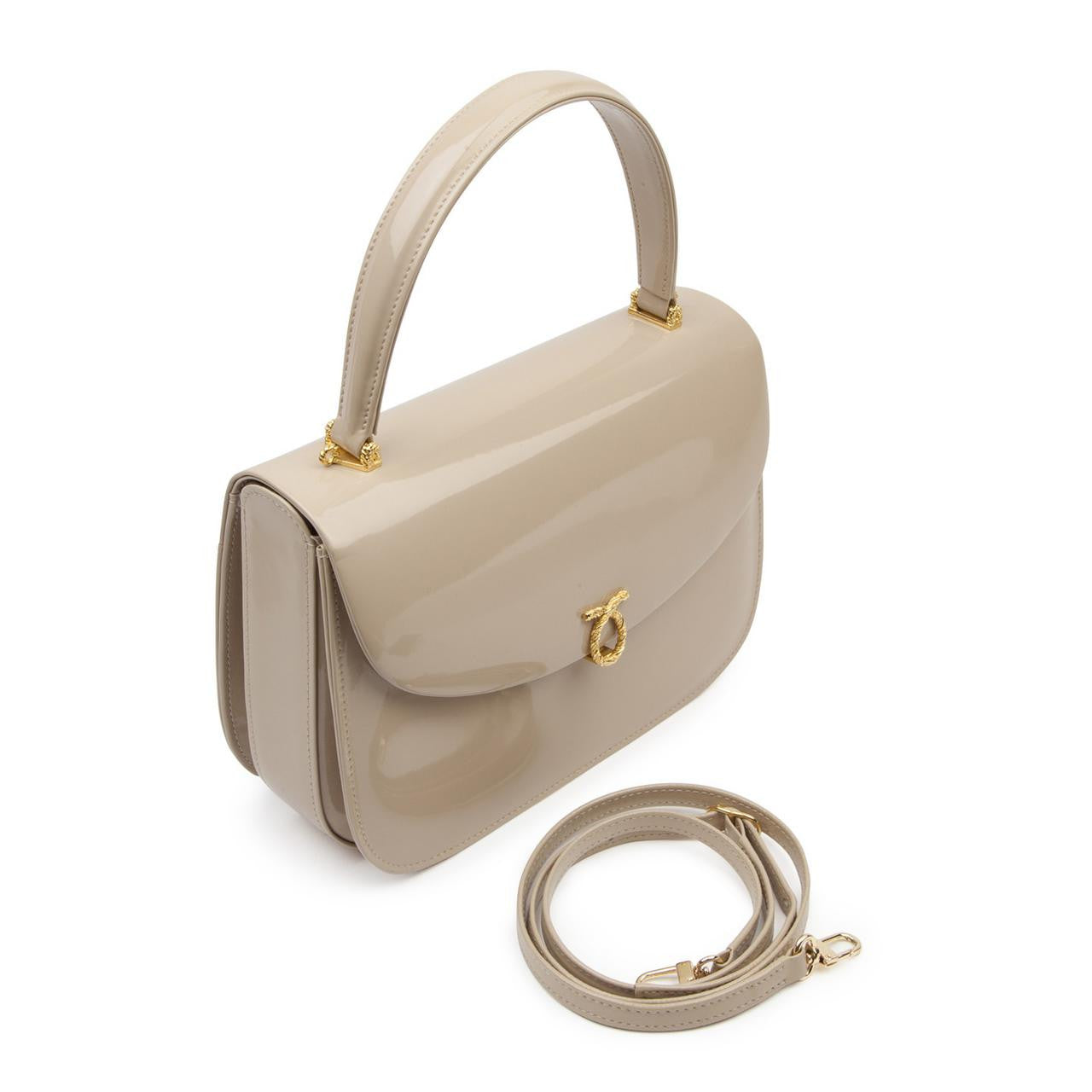 Adagio Handbag, Patent Bone/Brown