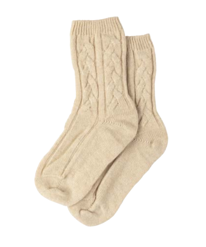 Johnstons of Elgin Women's Cashmere Cable Bed Socks in Natural