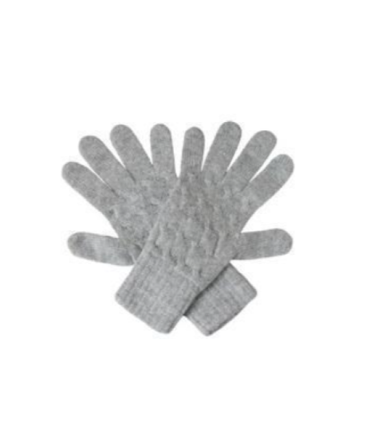 Three-Ply Cashmere Cable Gloves in Flannel