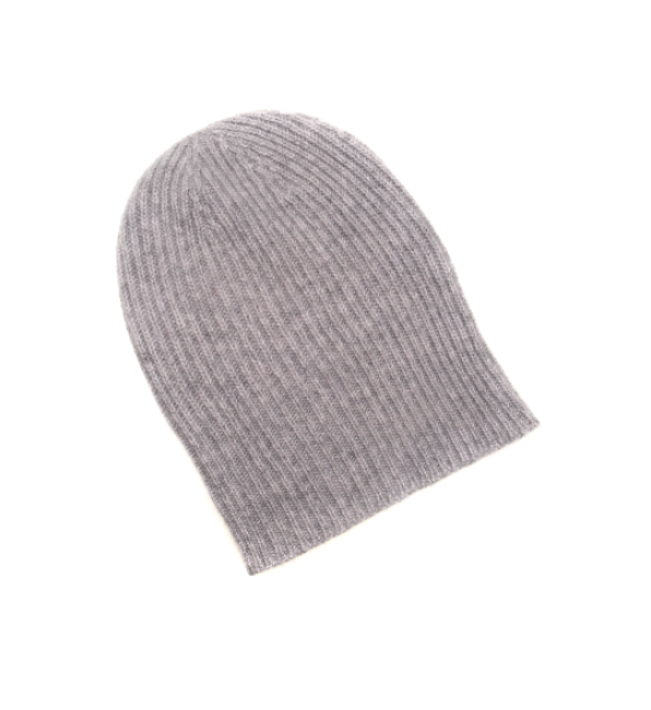 Three-Ply Cashmere Ribbed Hat in Flannel