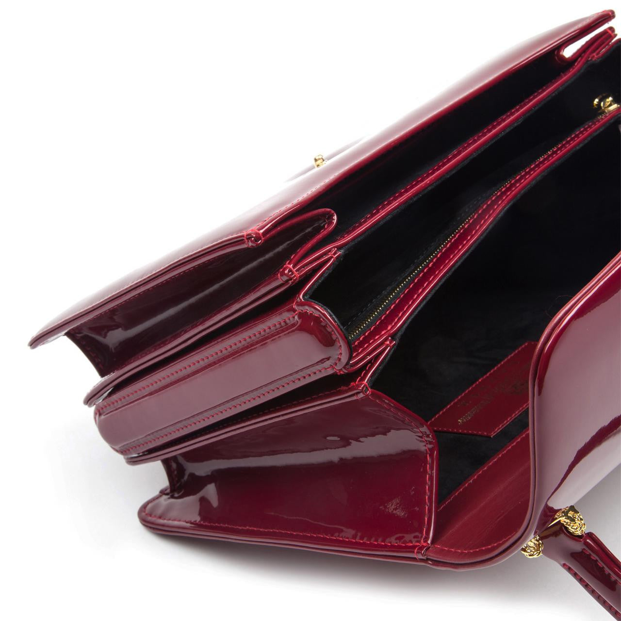 Royale Handbag, Patent Wild Cherry/Black