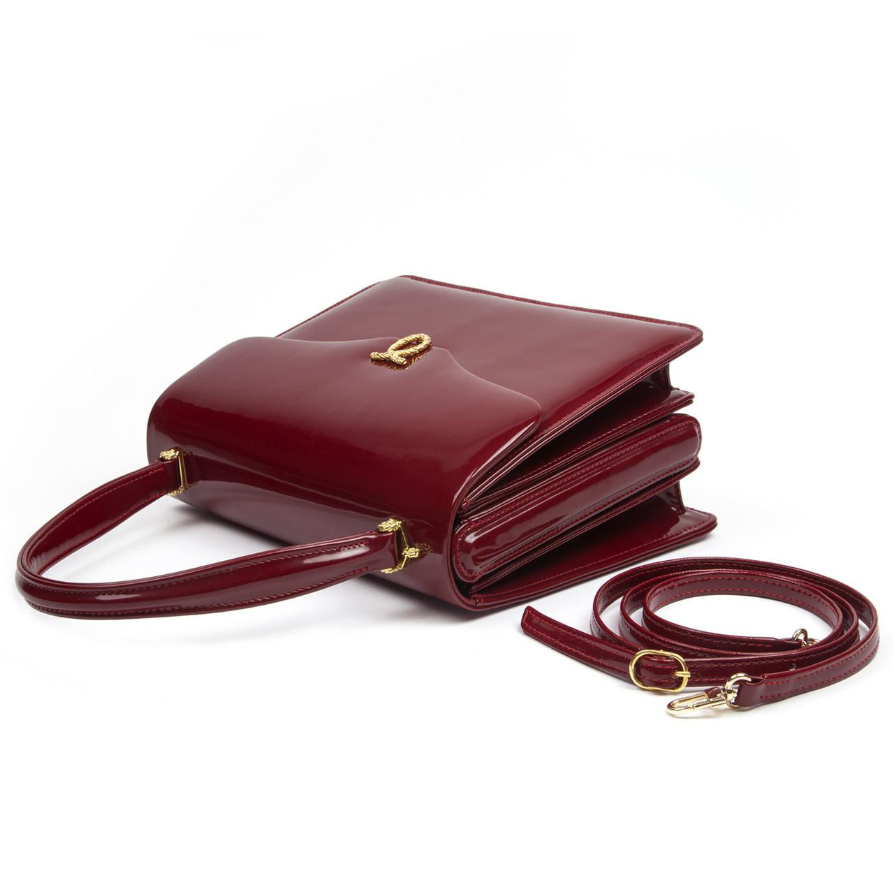 Royale Handbag, Patent Wild Cherry/Black