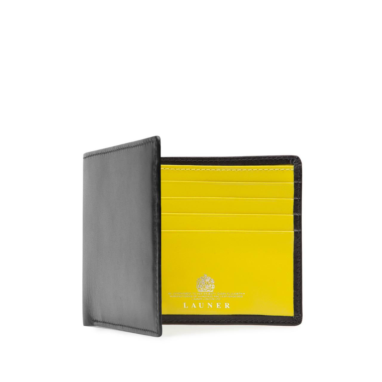 Launer Eight Credit Card Wallet, Black/Chrome Yellow