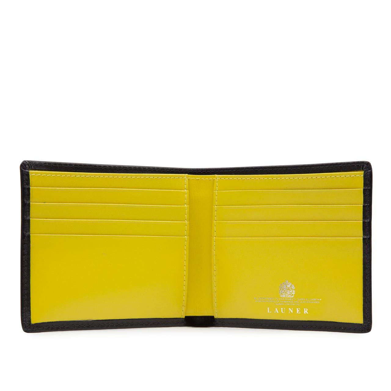 Launer Eight Credit Card Wallet, Black/Chrome Yellow