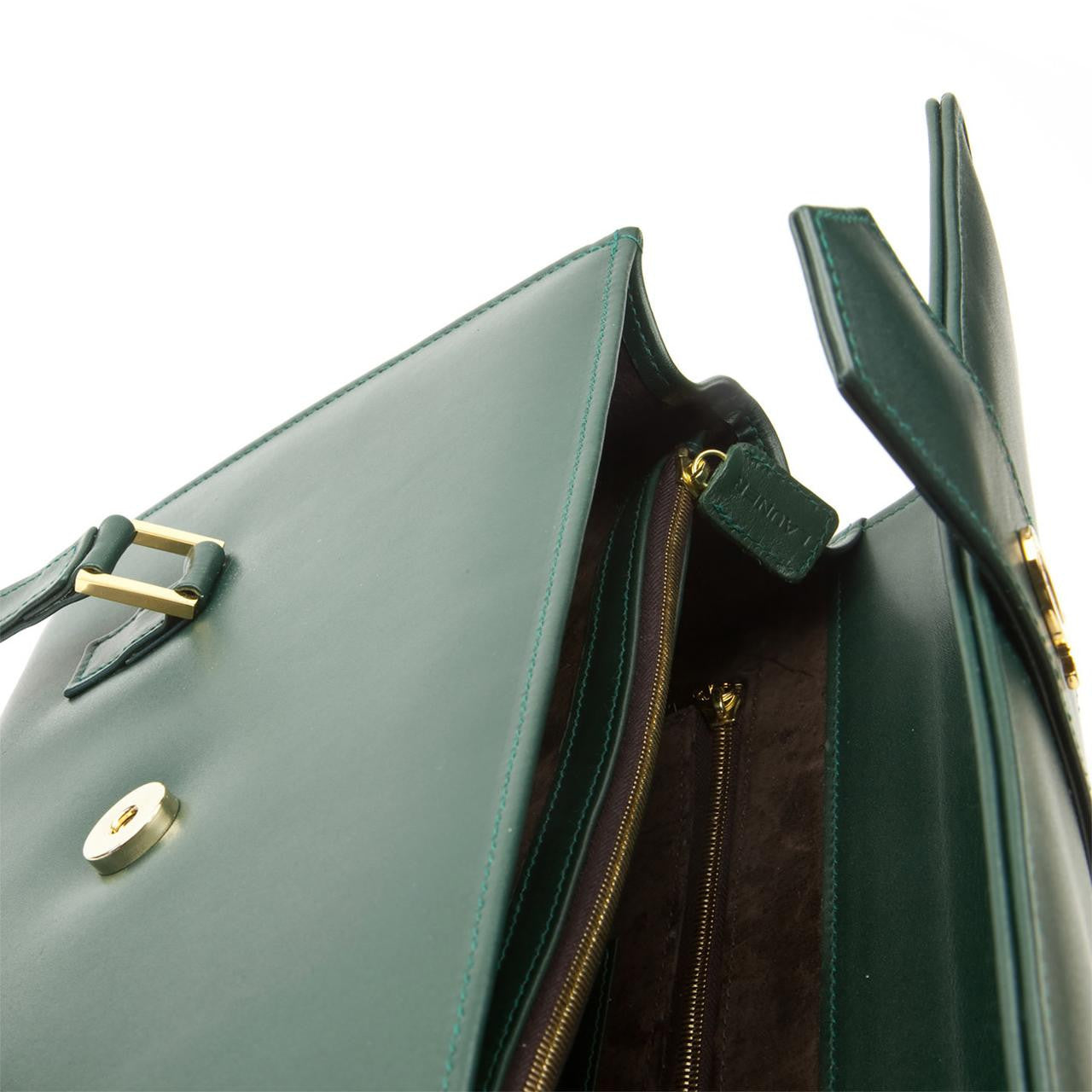 Aida Handbag, Forest Green/Brown