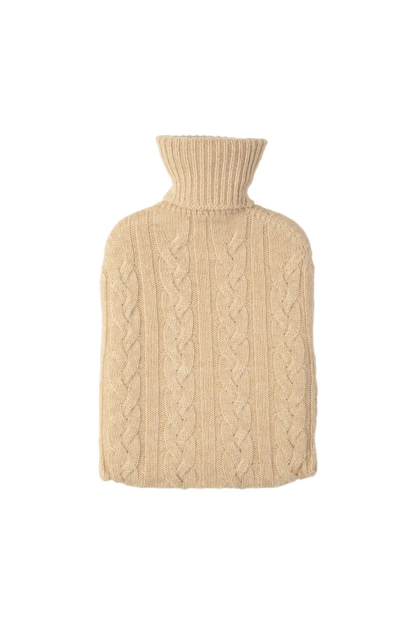 Johnstons of Elgin Cashmere Cable Hot Water Bottle in Natural