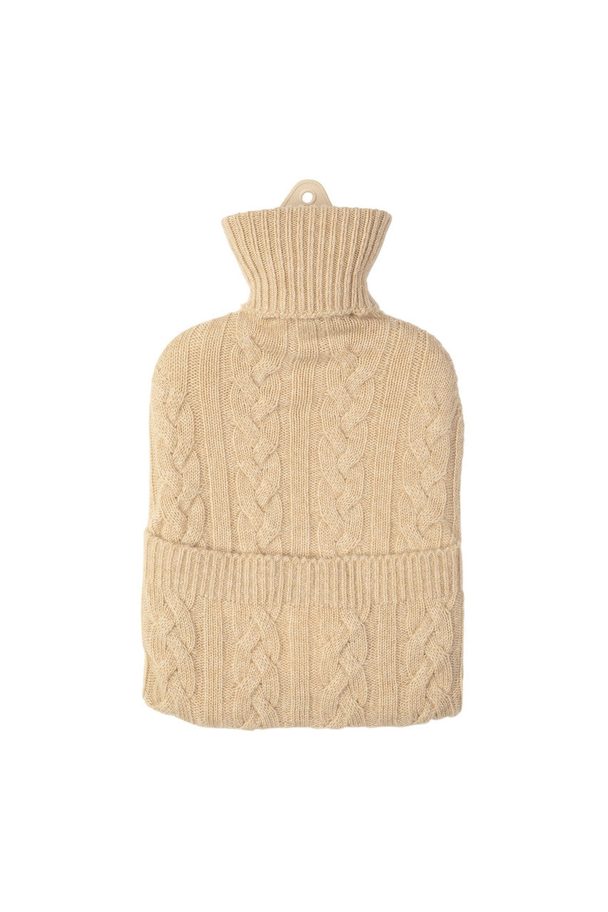 Johnstons of Elgin Cashmere Cable Hot Water Bottle in Natural