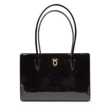 Lydia Handbag in Patent Black with Black Interior