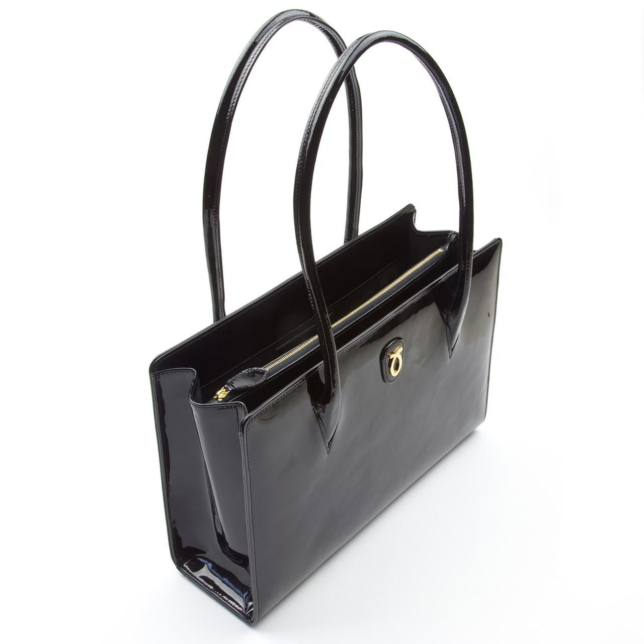 Lydia Handbag, Patent Black/Black