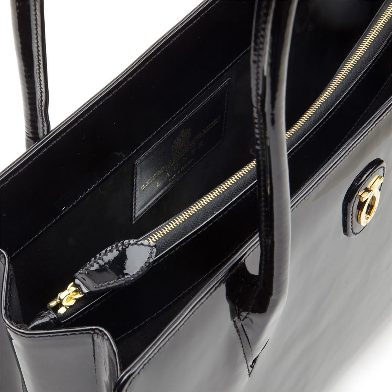 Lydia Handbag, Patent Black/Black