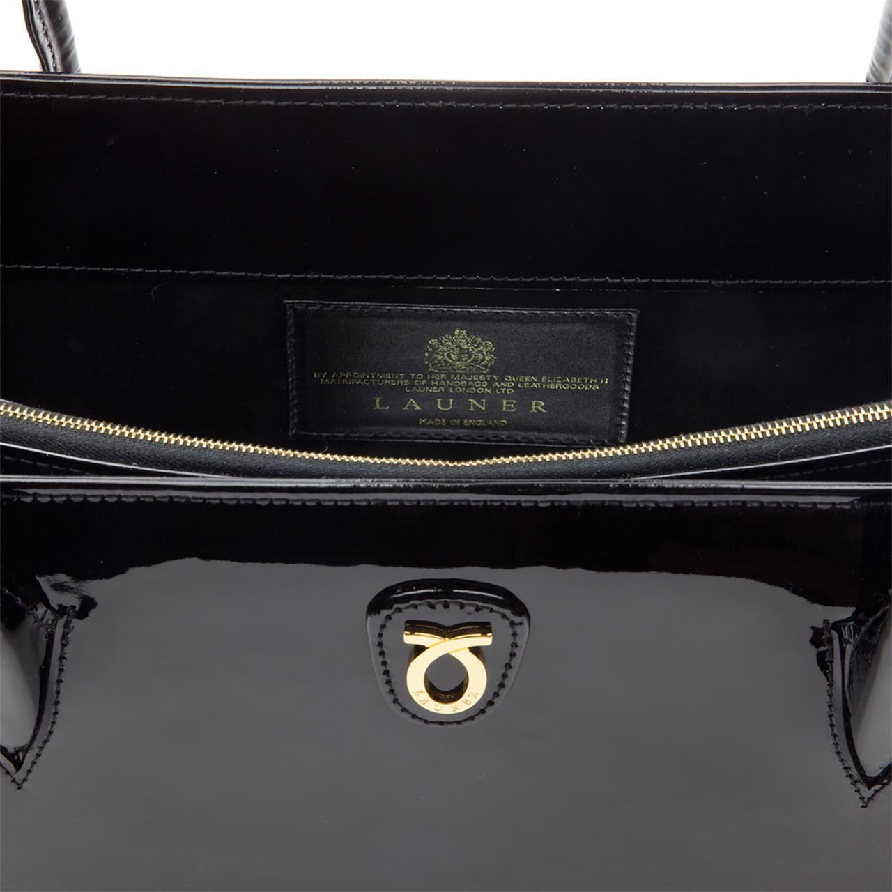 Lydia Handbag, Patent Black/Black