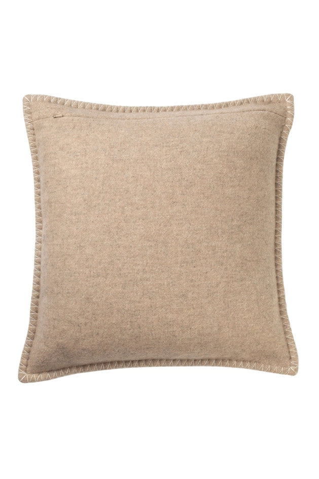 Johnstons of Elgin Merino Wool and Cashmere Herringbone Jacquard Blanket Stitched Pillow in Natural/White