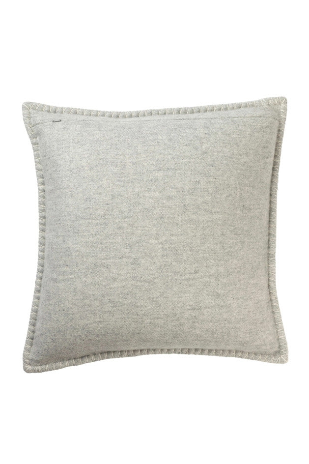 Johnstons of Elgin Merino Wool and Cashmere Herringbone Jacquard Blanket Stitched Pillow in Silver/White
