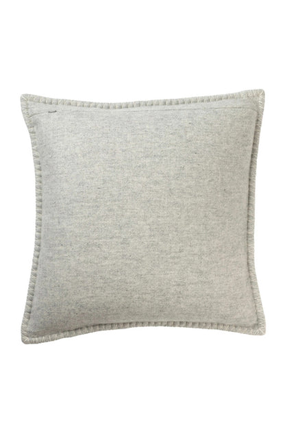 Johnstons of Elgin Merino Wool and Cashmere Herringbone Jacquard Blanket Stitched Pillow in Silver/White