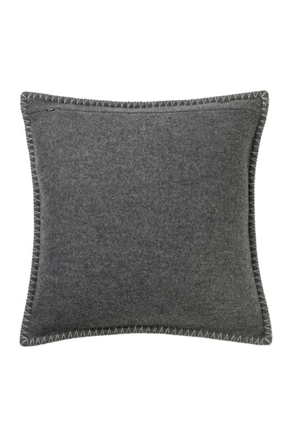 Johnstons of Elgin Merino Wool and Cashmere Herringbone Jacquard Blanket Stitched Pillow in Dark Grey/Silver