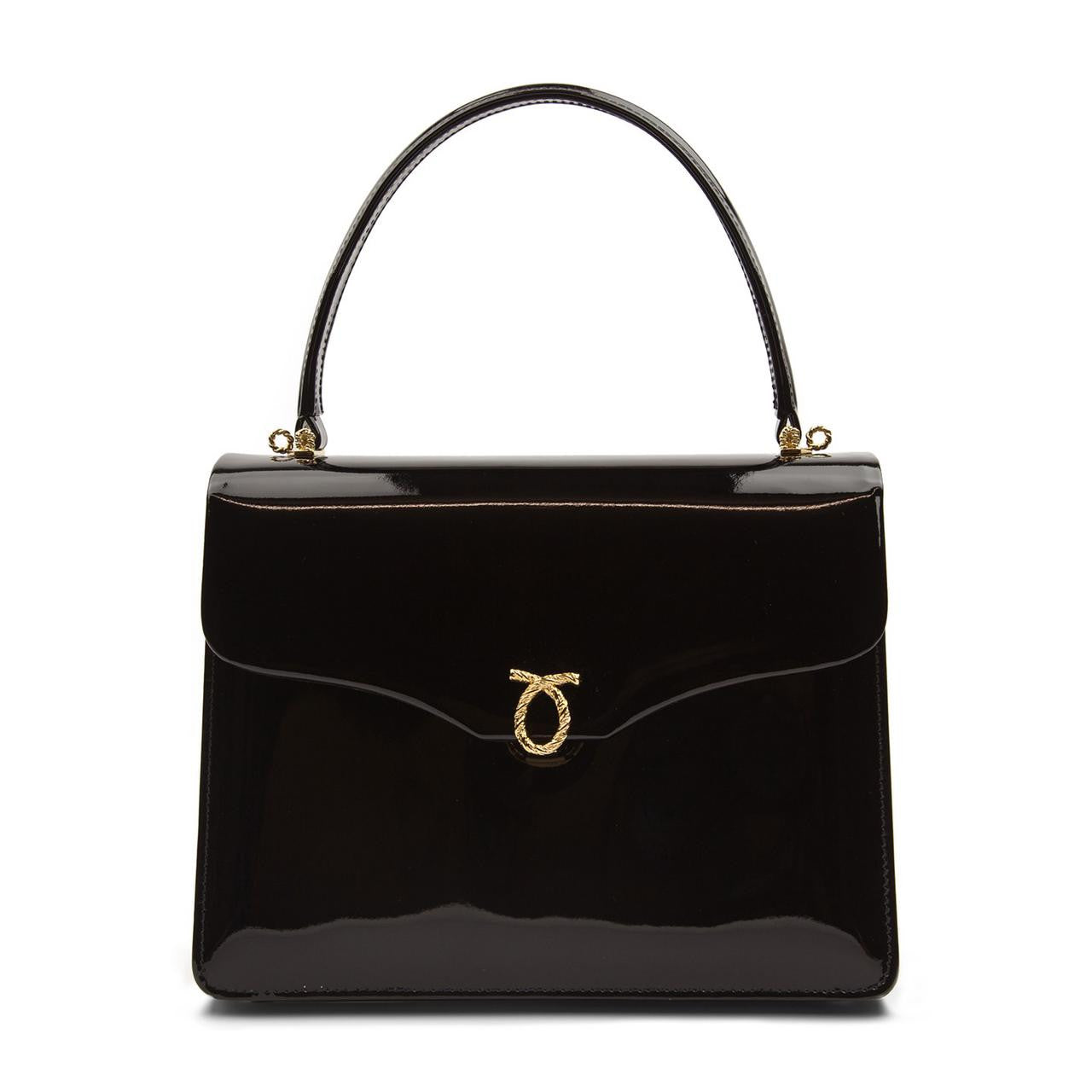 Royale Handbag, Patent Black/Black