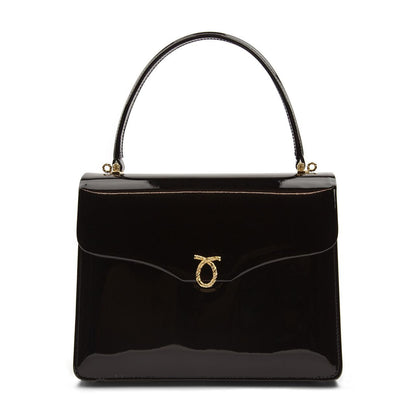 Royale Handbag, Patent Black/Black