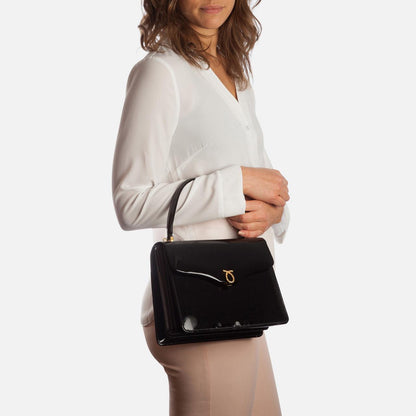 Royale Handbag, Patent Black/Black