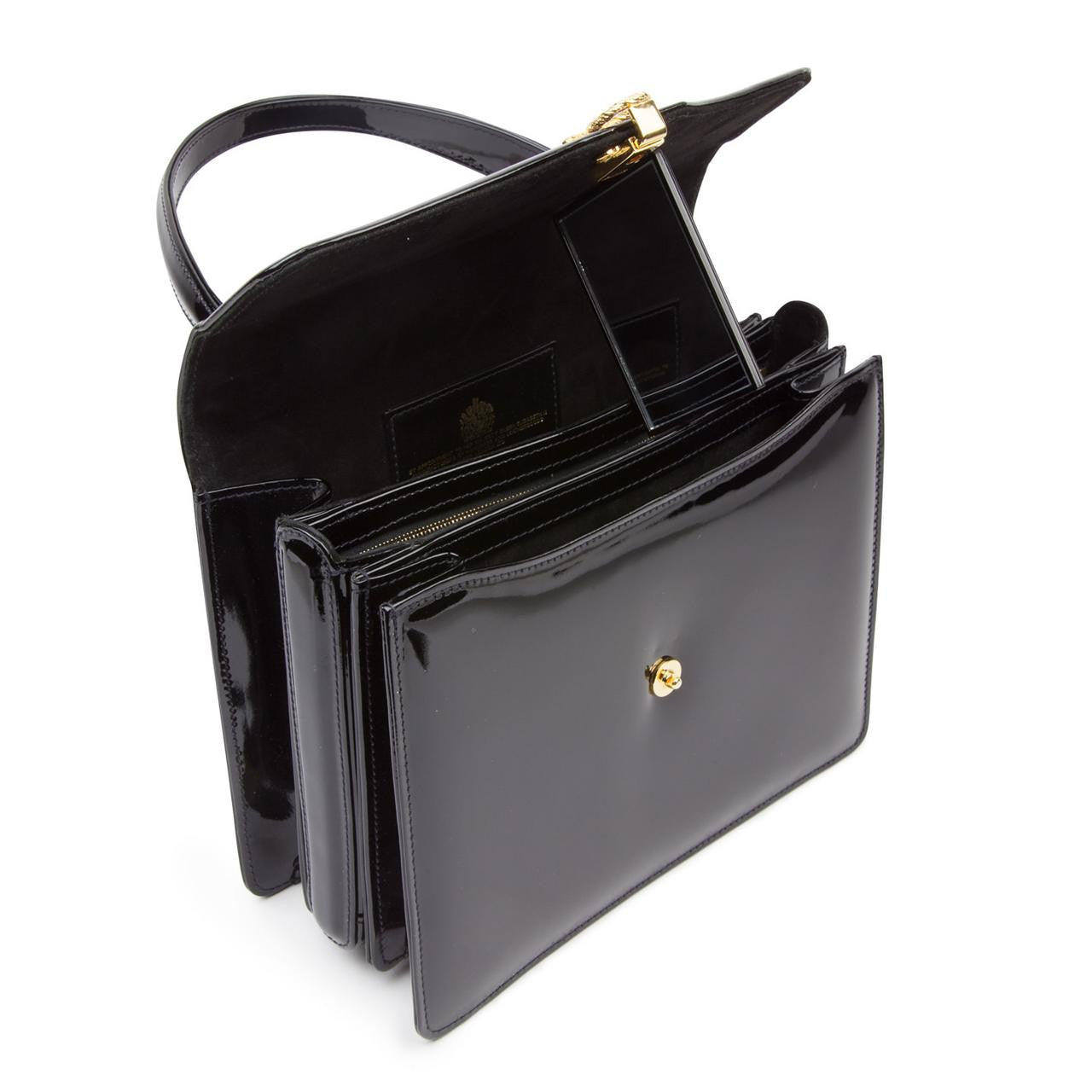 Royale Handbag, Patent Black/Black