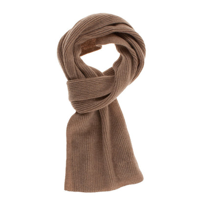 Three-Ply Cashmere Ribbed Scarf in Camel